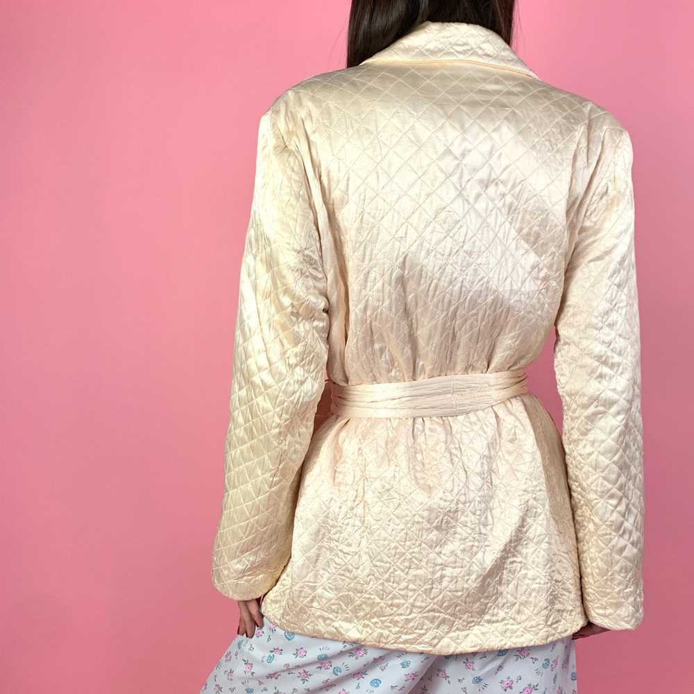 1940s Blush Pink Quilted Satin Robe - image 4