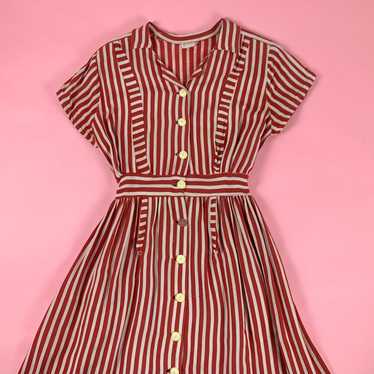 1940s Candy Striped Shirtwaist Dress - image 1