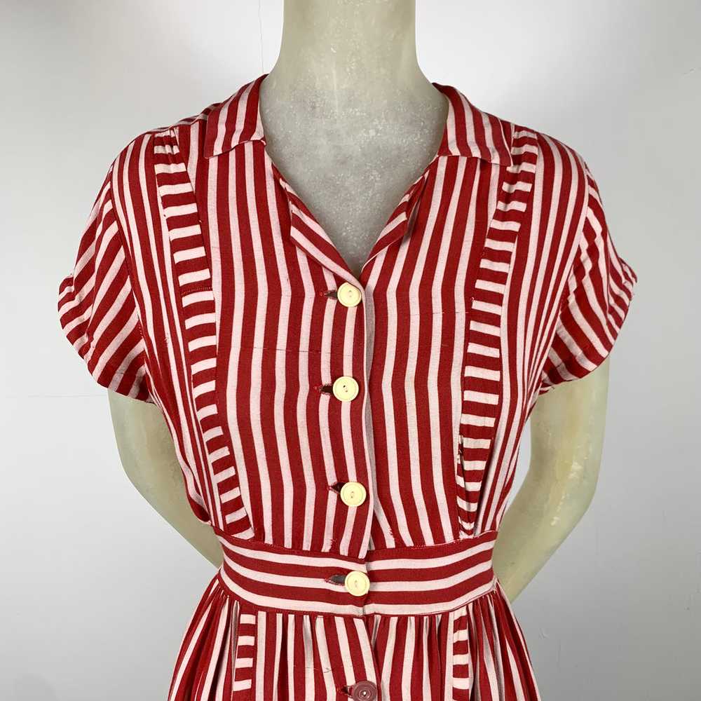 1940s Candy Striped Shirtwaist Dress - image 3