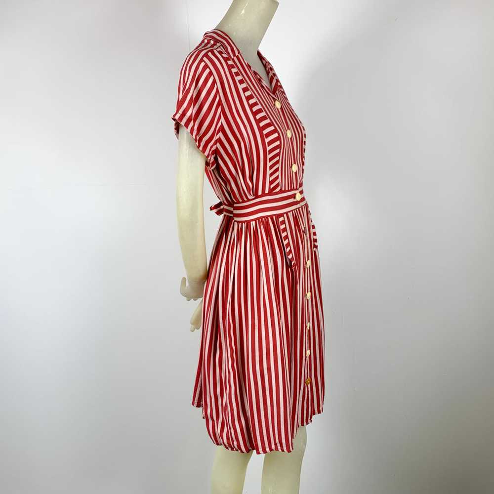 1940s Candy Striped Shirtwaist Dress - image 4