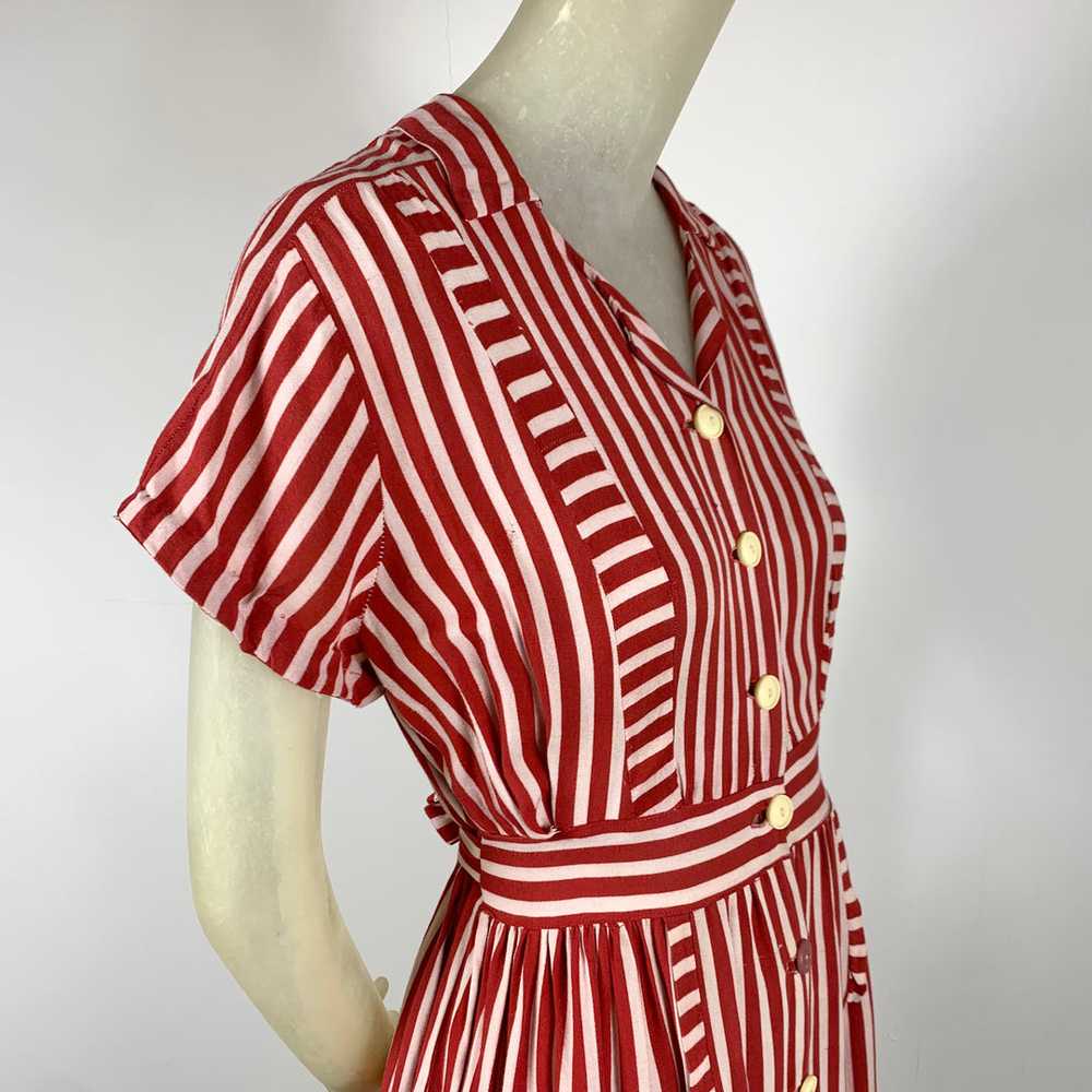 1940s Candy Striped Shirtwaist Dress - image 5