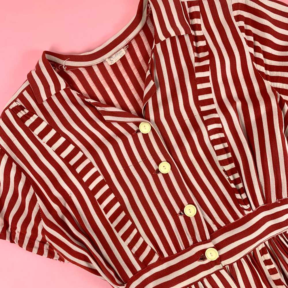 1940s Candy Striped Shirtwaist Dress - image 8