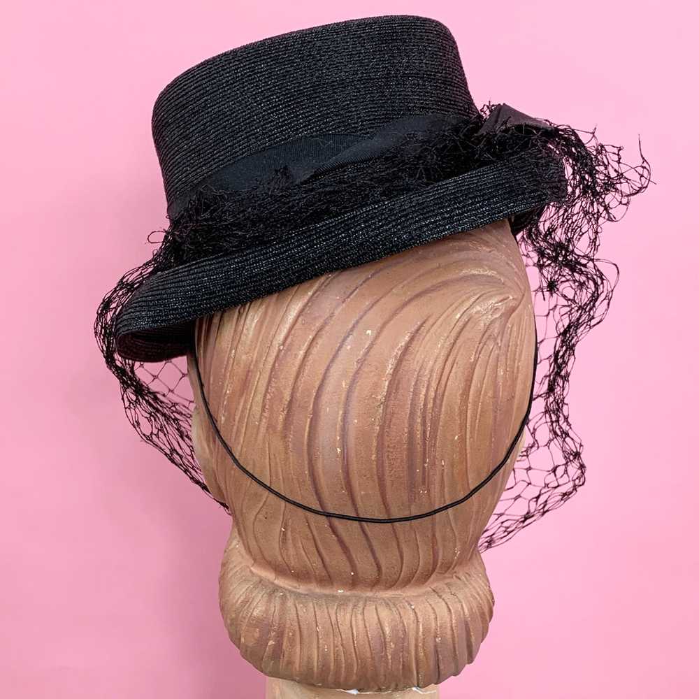 1940s Dobbs Tilted Straw Top Hat - image 3