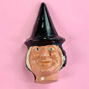 1940s Early Plastic Halloween Witch Brooch - image 1