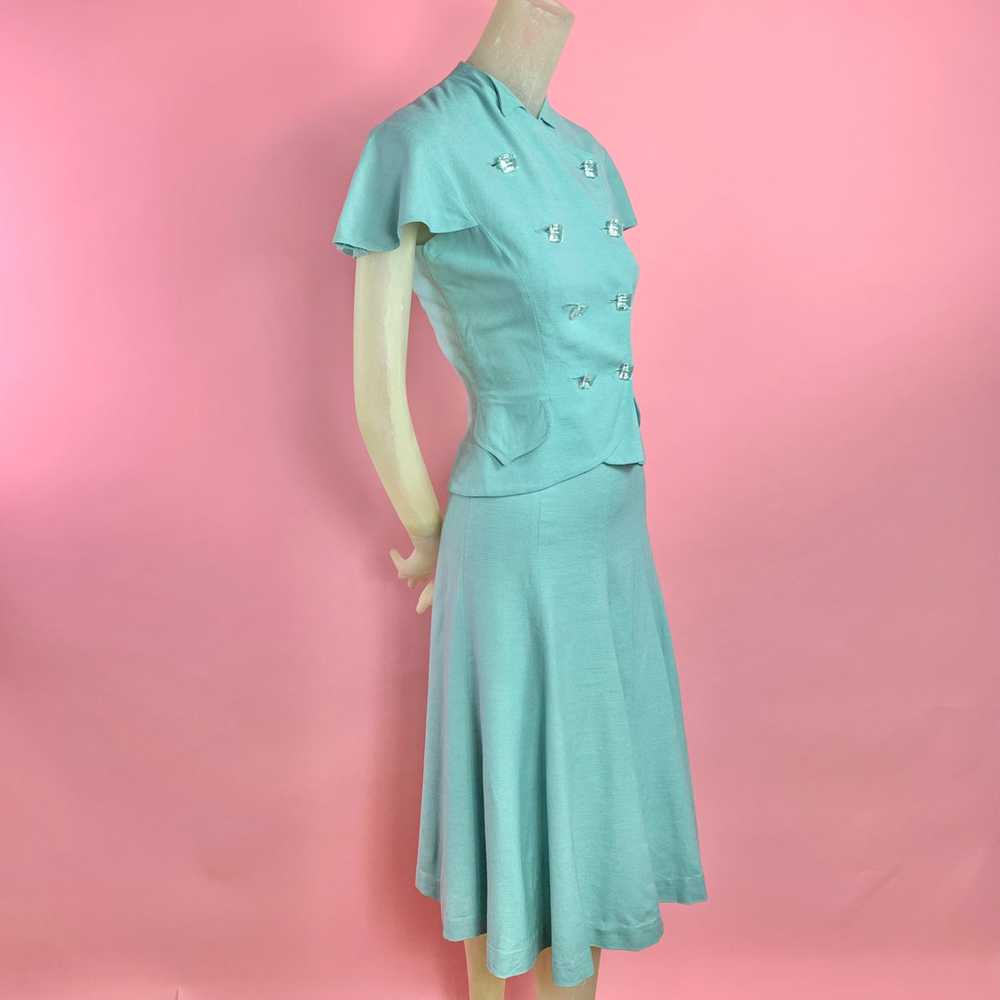 1940s Kay Collier 2 pc Mint Green Set w/ Oversize… - image 3