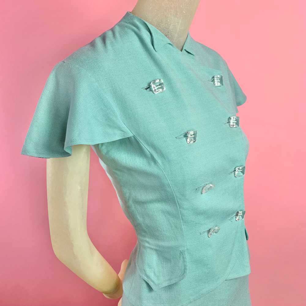 1940s Kay Collier 2 pc Mint Green Set w/ Oversize… - image 5