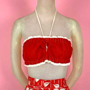 1940s Lipstick Red Bandeau Halter Top - image 1