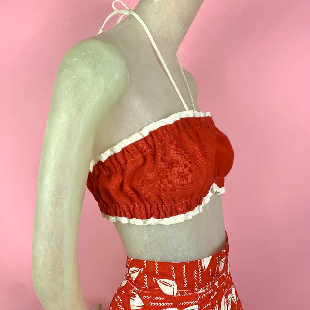 1940s Lipstick Red Bandeau Halter Top - image 2