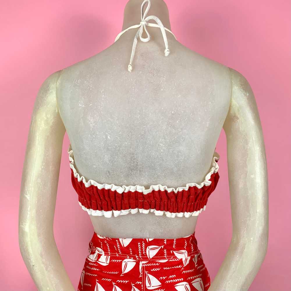 1940s Lipstick Red Bandeau Halter Top - image 3