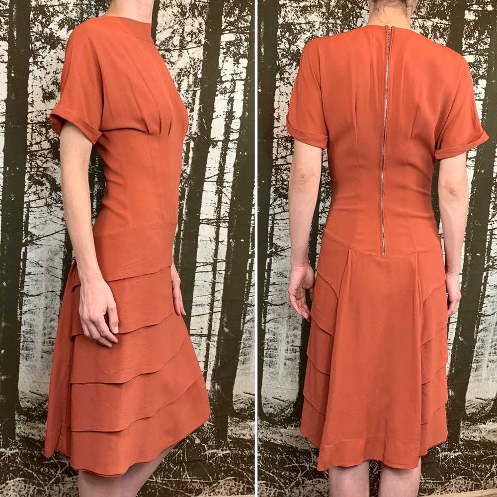 1940s Rust Rayon Crepe Dress - image 3