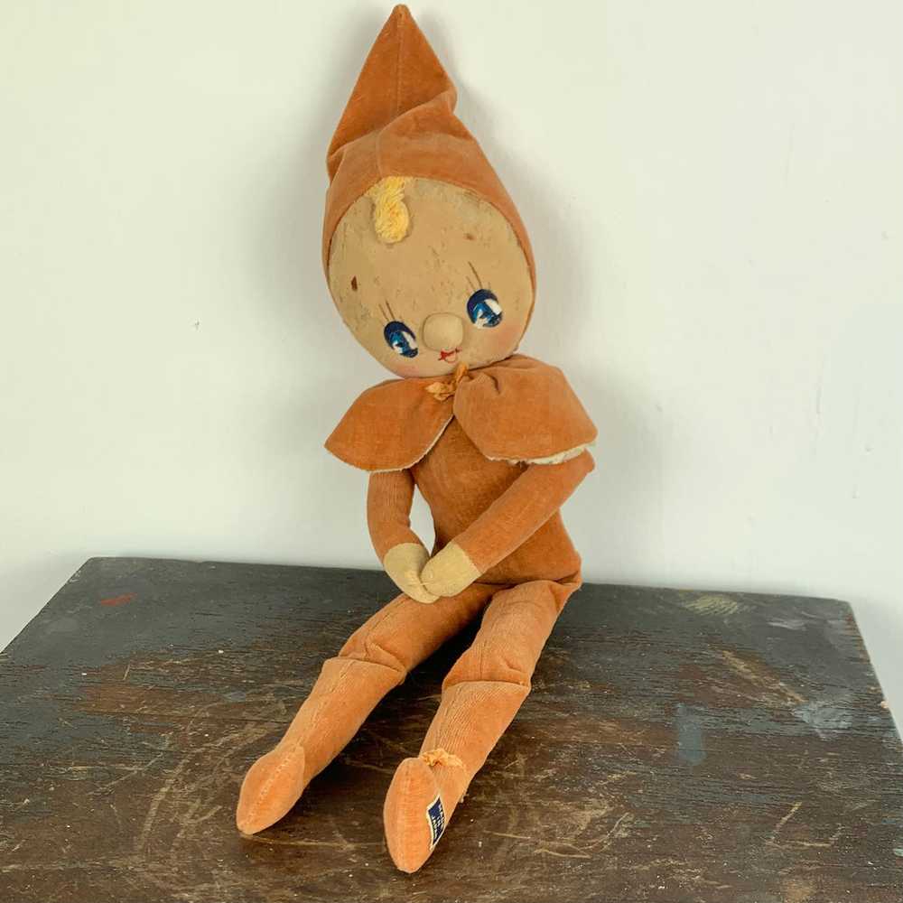 1950s Peach Velvet Elf On The Shelf Pixie Doll - image 4