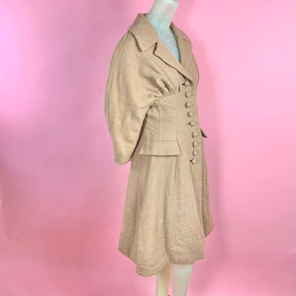 Late 1940s Wool Blend Burlap Princess Coat - image 2
