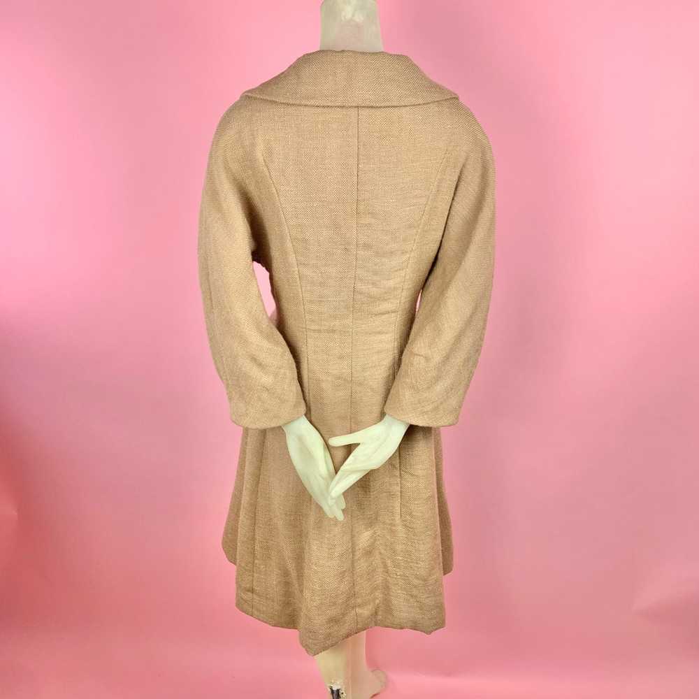 Late 1940s Wool Blend Burlap Princess Coat - image 3