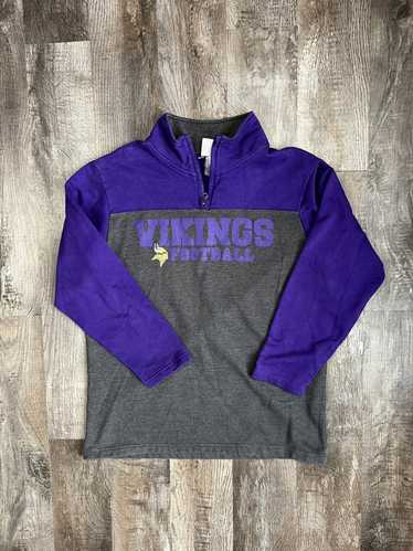 Mens Medium NFL Vikings Reebok Zip Up Hoodie Sweatshirt Purple Spell out