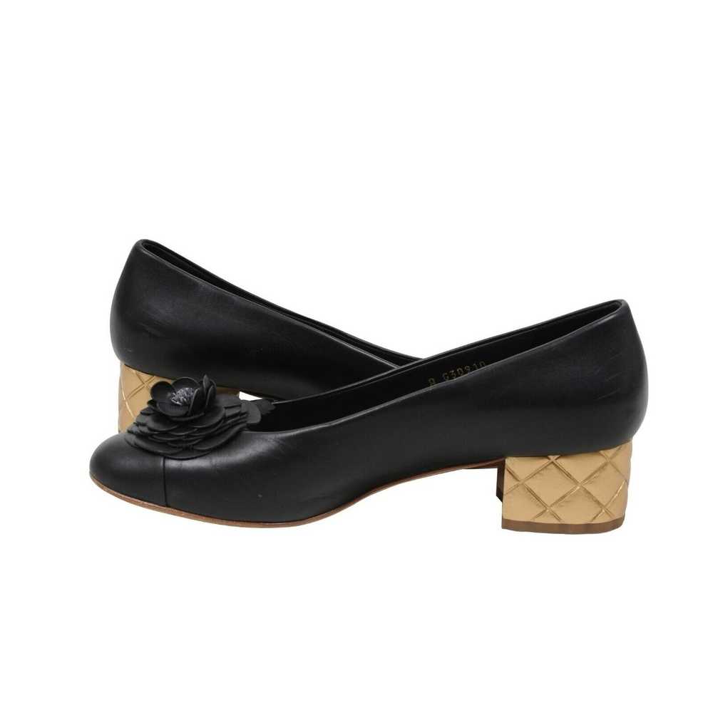 Chanel Black Leather Camellia Ballet Pumps - image 5