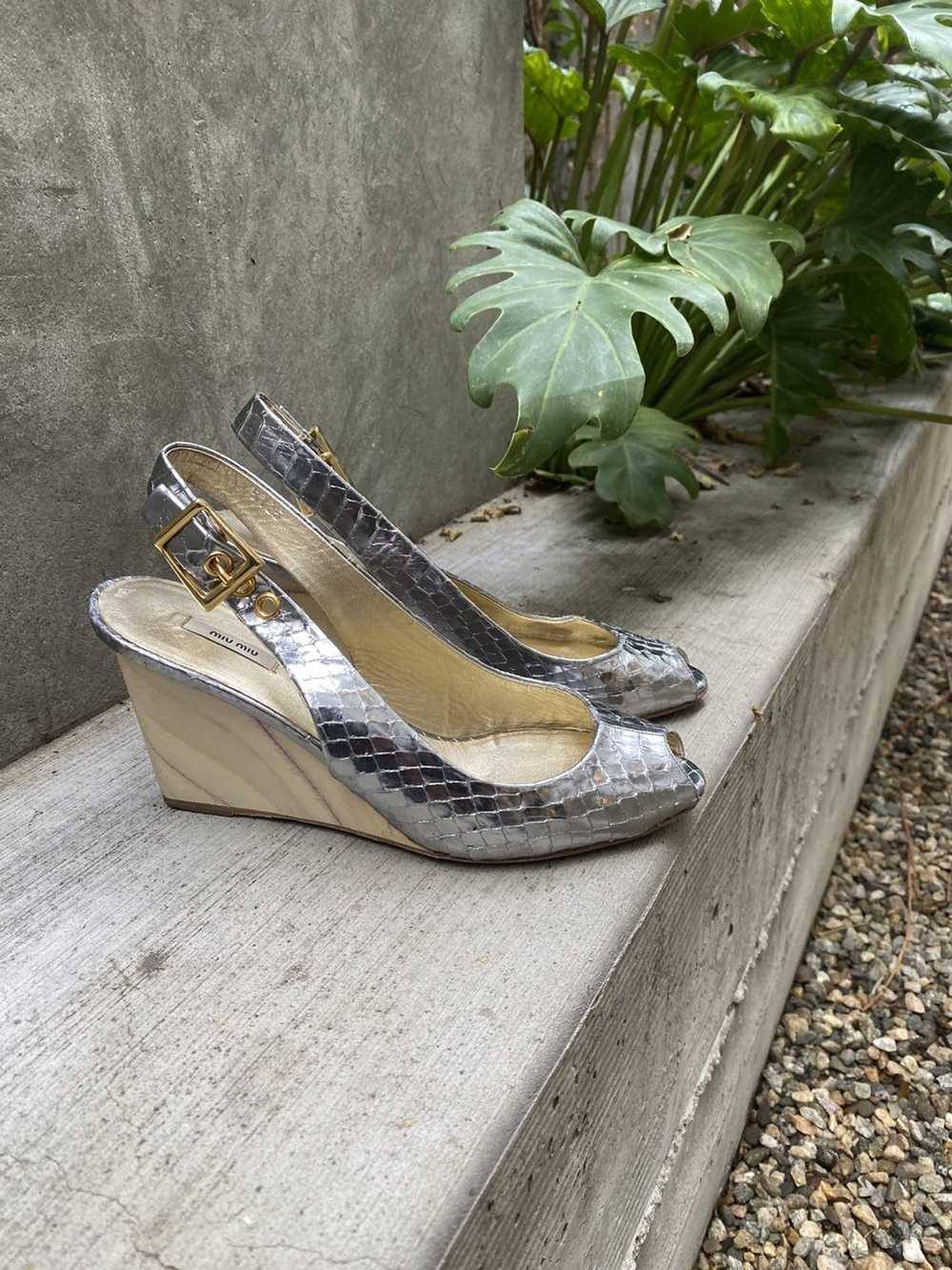Miu Miu 💎🐍 MIU MIU silver snake skin finish WED… - image 3