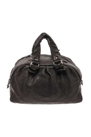 Chanel Chanel Black Grey Quilted Stitch Large Sho… - image 1