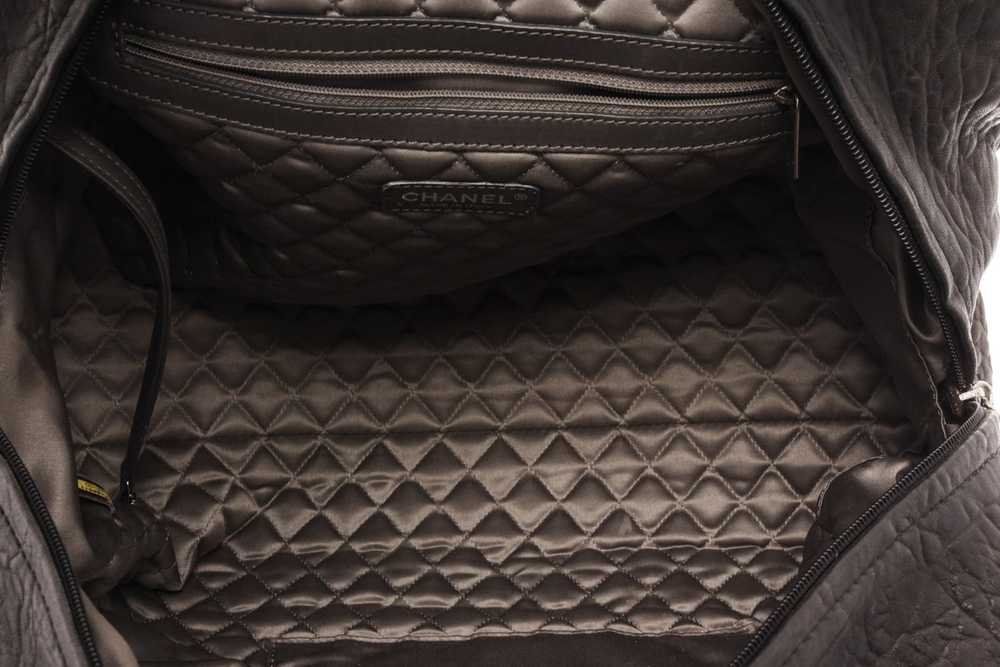 Chanel Chanel Black Grey Quilted Stitch Large Sho… - image 8