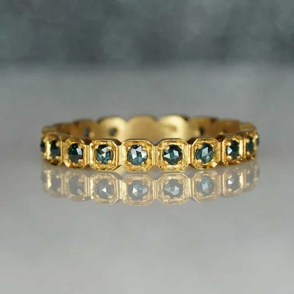 Custom Order Rose Cut Blue Diamond Eternity Band - image 4