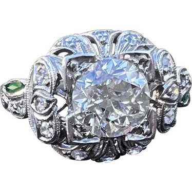 Platinum Art Deco Old European Cut Diamond Engage… - image 1