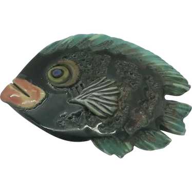 Ceramic Fish Artist Signed Brooch