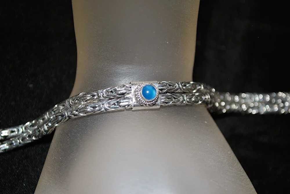 Sterling Silver Blue Chalcedony Bracelet - image 4