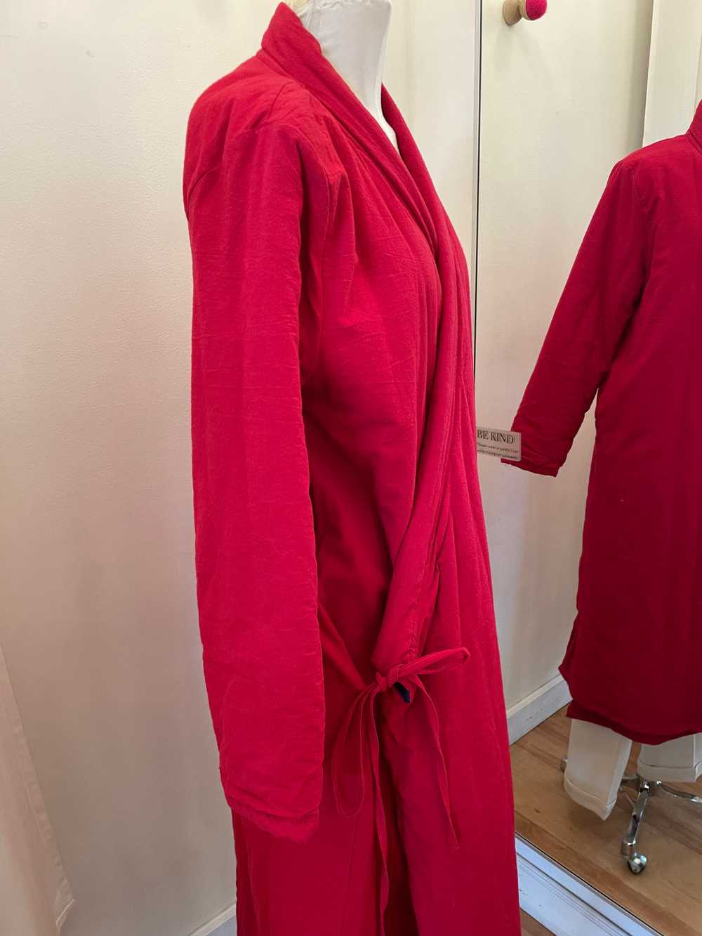 Red Linen + cotton Robe coat - image 2