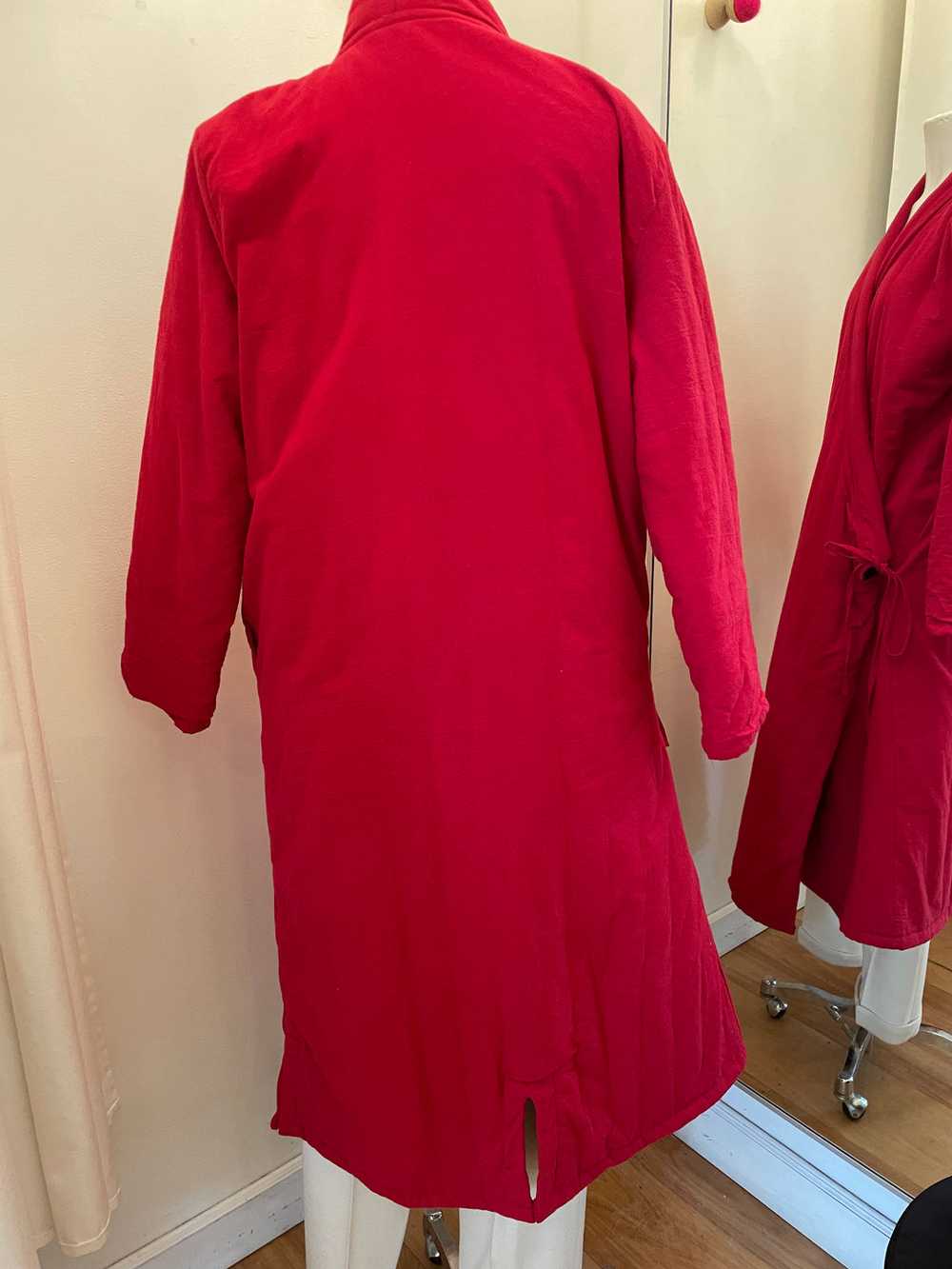 Red Linen + cotton Robe coat - image 3