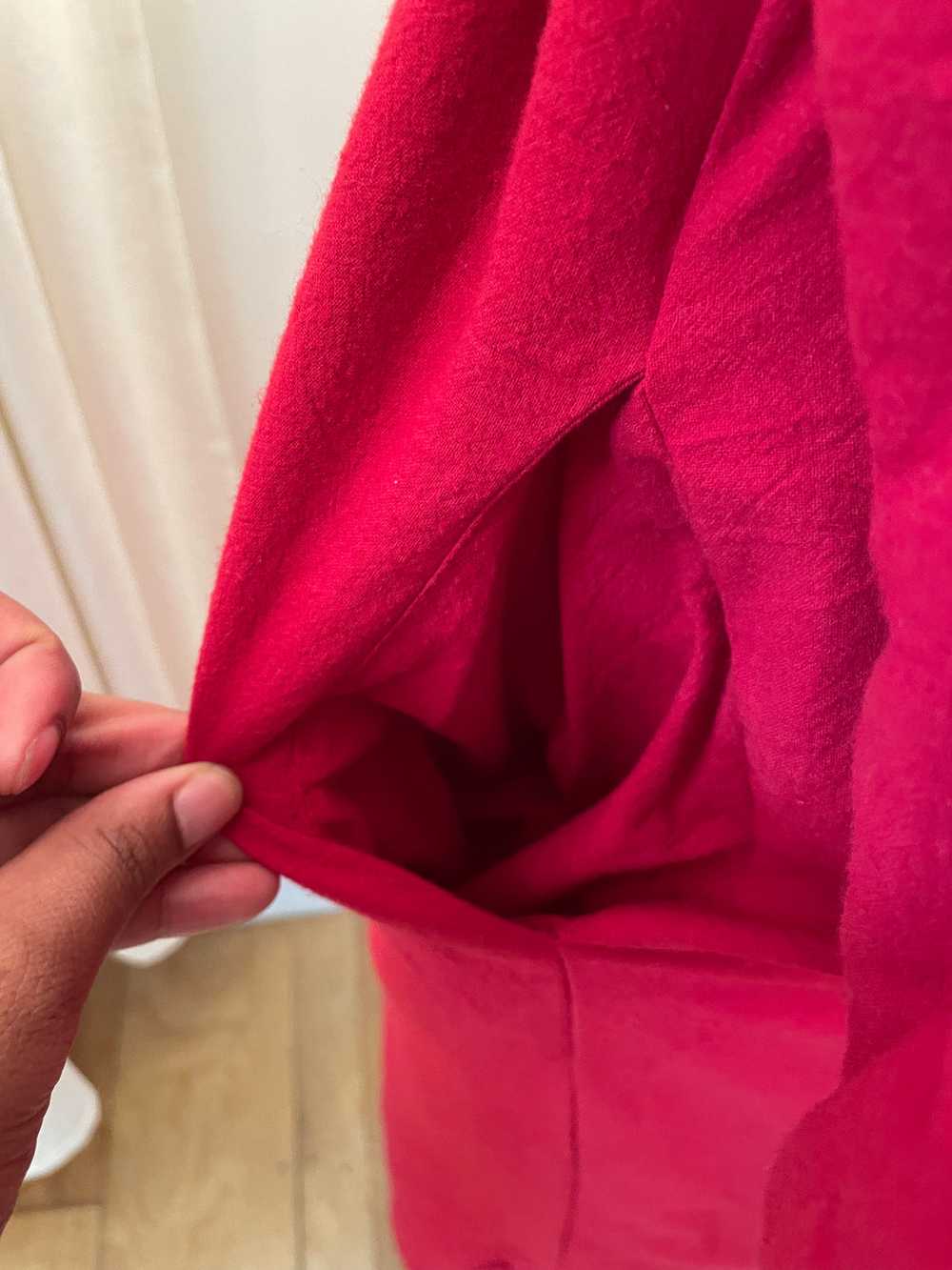 Red Linen + cotton Robe coat - image 6
