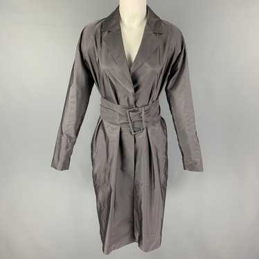 Prada Grey Silk Belted Coat - image 1