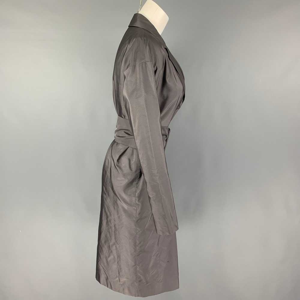 Prada Grey Silk Belted Coat - image 2