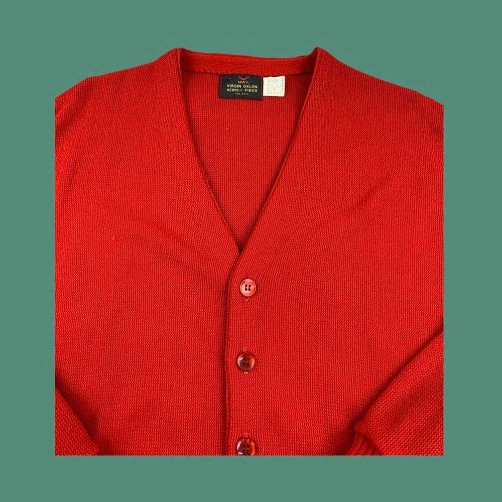 Vintage Vintage 80s Red Knit Cardigan - image 2