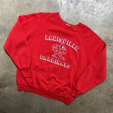 VINTAGE Louisville Cardinals UofL Basketball Bespoke Red Crewneck Sweatshirt