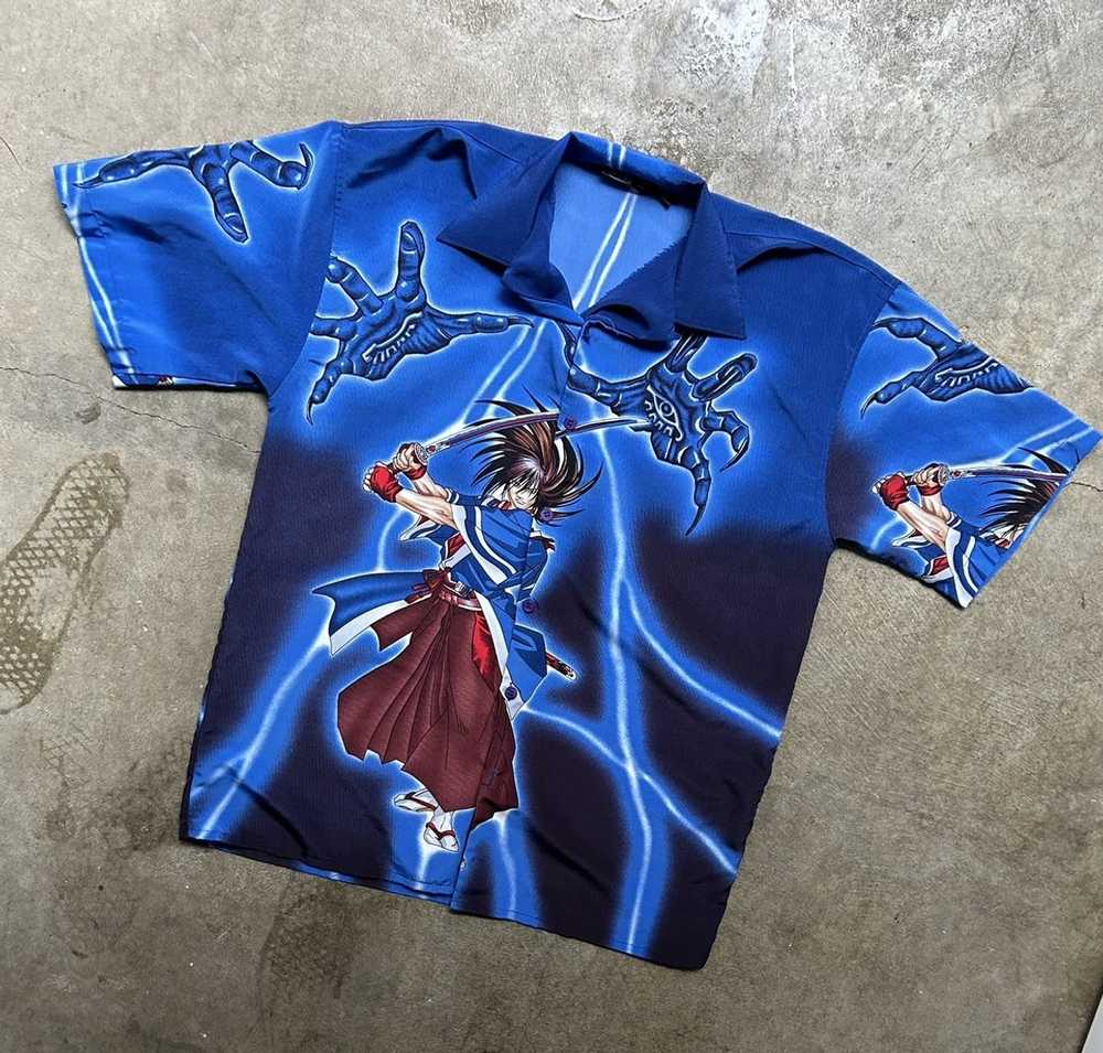 2000s Blue Anime Sword Button Up Shirt - 5 Star Vintage