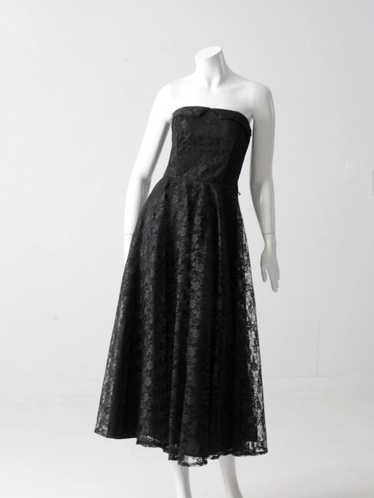 Vintage Vintage 90's black lace strapless dress - image 1