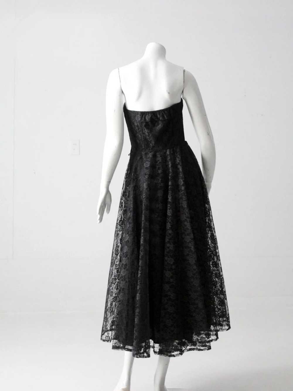 Vintage Vintage 90's black lace strapless dress - image 3