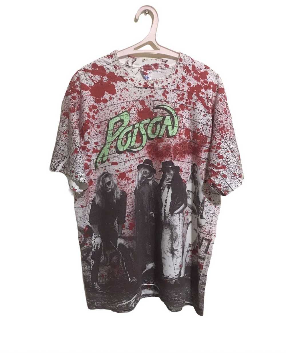 Band Tees × Vintage Vintage 90s poison all over p… - image 1