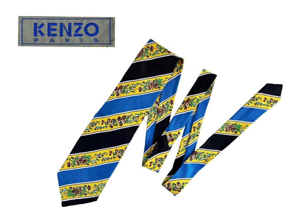 Kenzo 80s KENZO Paris Silk Necktie, sweet florals… - image 1