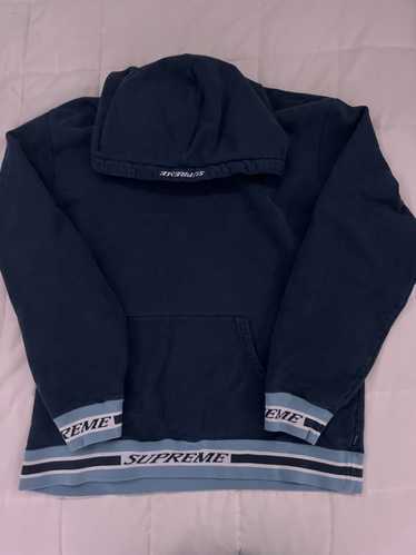 SUPREME STRIPED CREW NECK HOODIE PF4756 BLACK WHITE