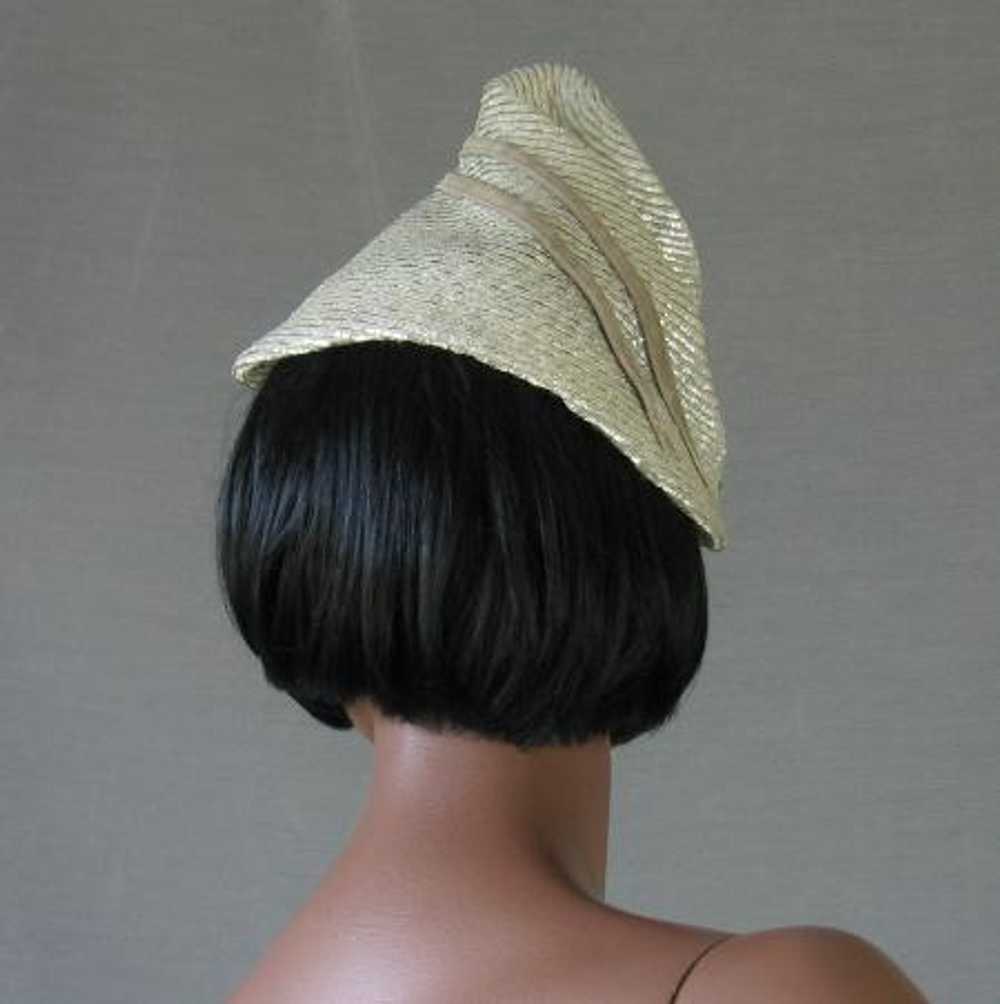 30s 40s Vintage Women's Hat Silver Whimsy Conical… - image 4
