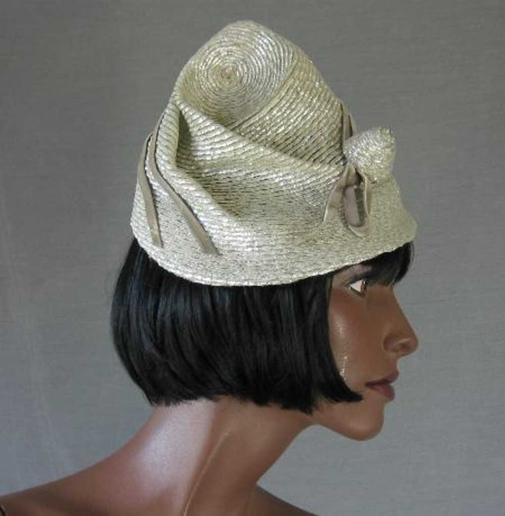 30s 40s Vintage Women's Hat Silver Whimsy Conical… - image 6