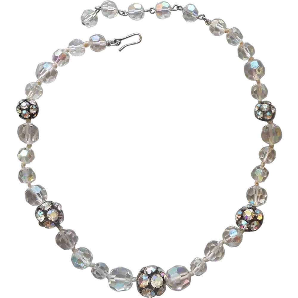 AB Rhinestone Balls Crystal Beads Choker Necklace… - image 1
