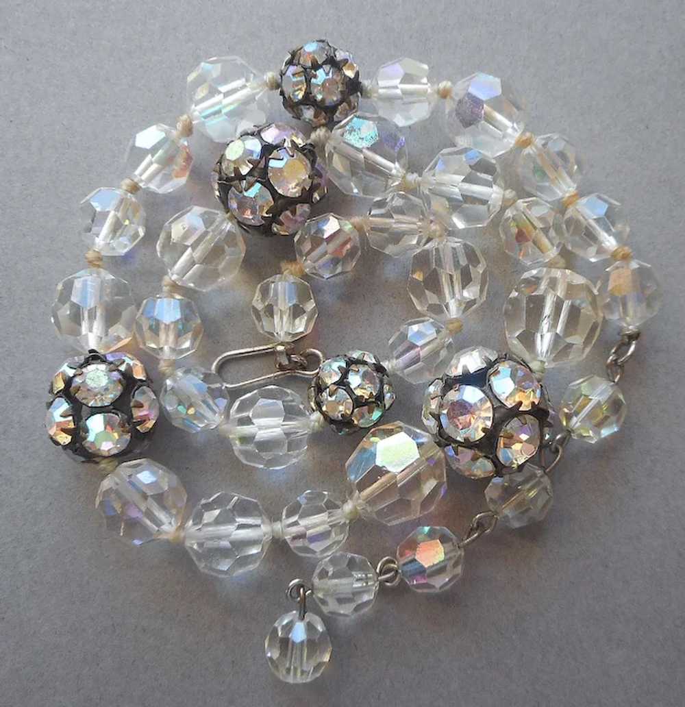 AB Rhinestone Balls Crystal Beads Choker Necklace… - image 2