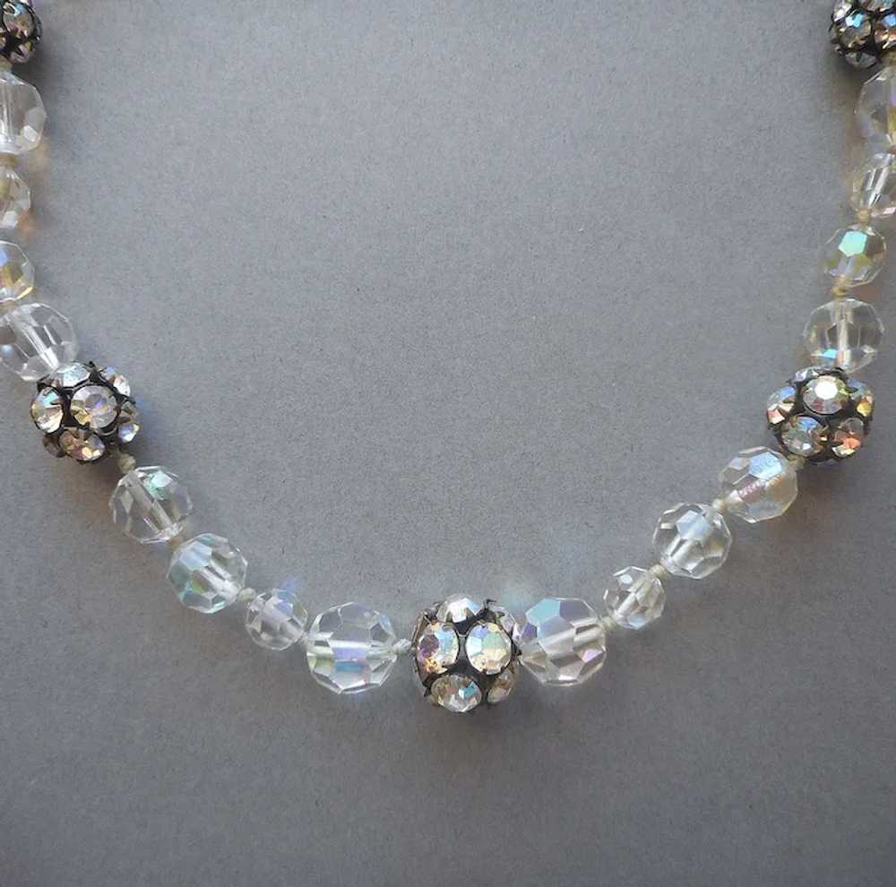 AB Rhinestone Balls Crystal Beads Choker Necklace… - image 3