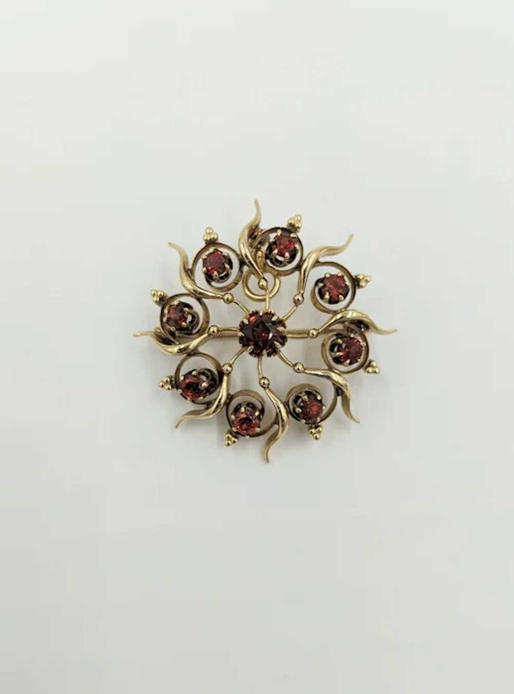 Antique Victorian 14K Yellow Gold Red Garnet Gems… - image 10