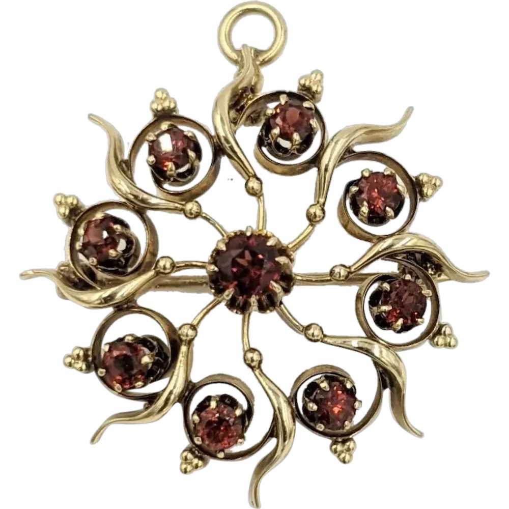 Antique Victorian 14K Yellow Gold Red Garnet Gems… - image 1