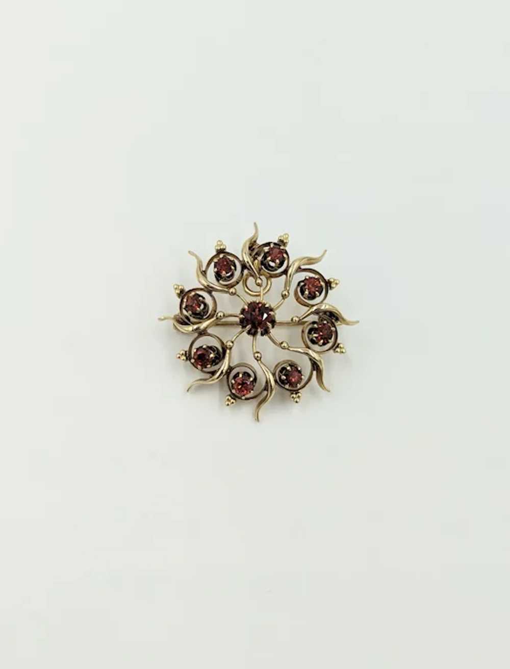 Antique Victorian 14K Yellow Gold Red Garnet Gems… - image 4