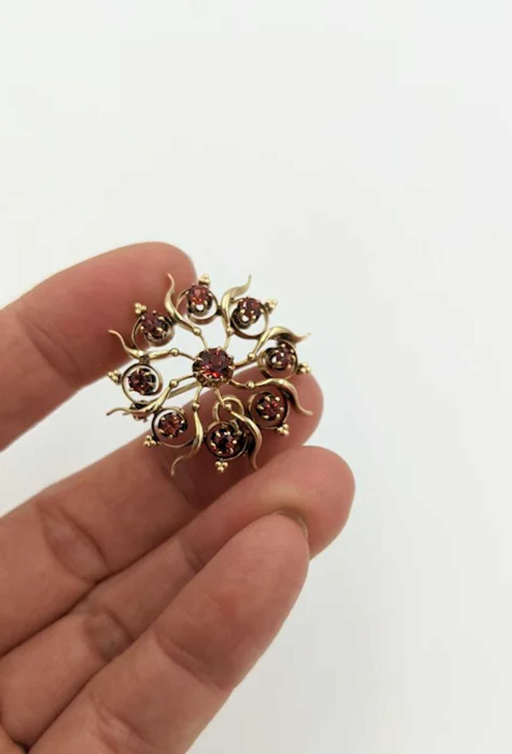 Antique Victorian 14K Yellow Gold Red Garnet Gems… - image 5