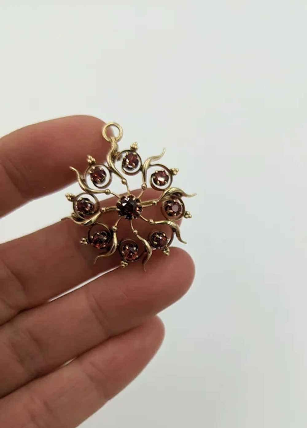 Antique Victorian 14K Yellow Gold Red Garnet Gems… - image 7