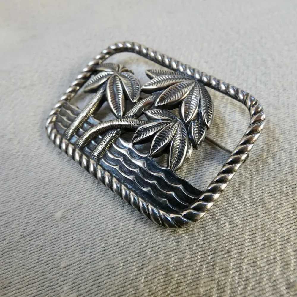 Vintage 1940's Sterling Silver Palm Tree Brooch P… - image 3